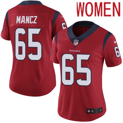 Women Houston Texans 65 Greg Mancz Red Nike Vapor Limited NFL Jersey